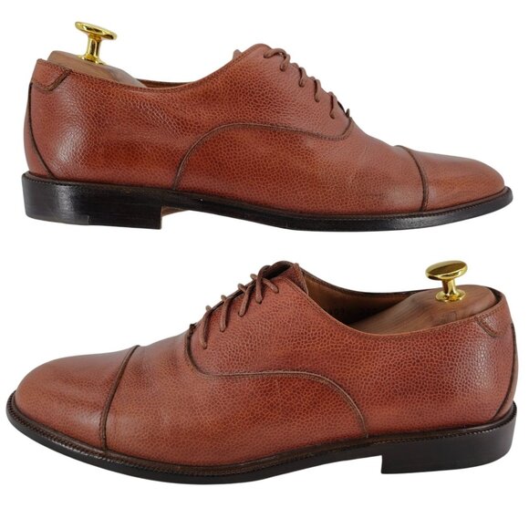 Salvatore Ferragamo Italy Brown Leather Dress Shoes Balmoral Cap-toe Oxfords 9D - Picture 4 of 11